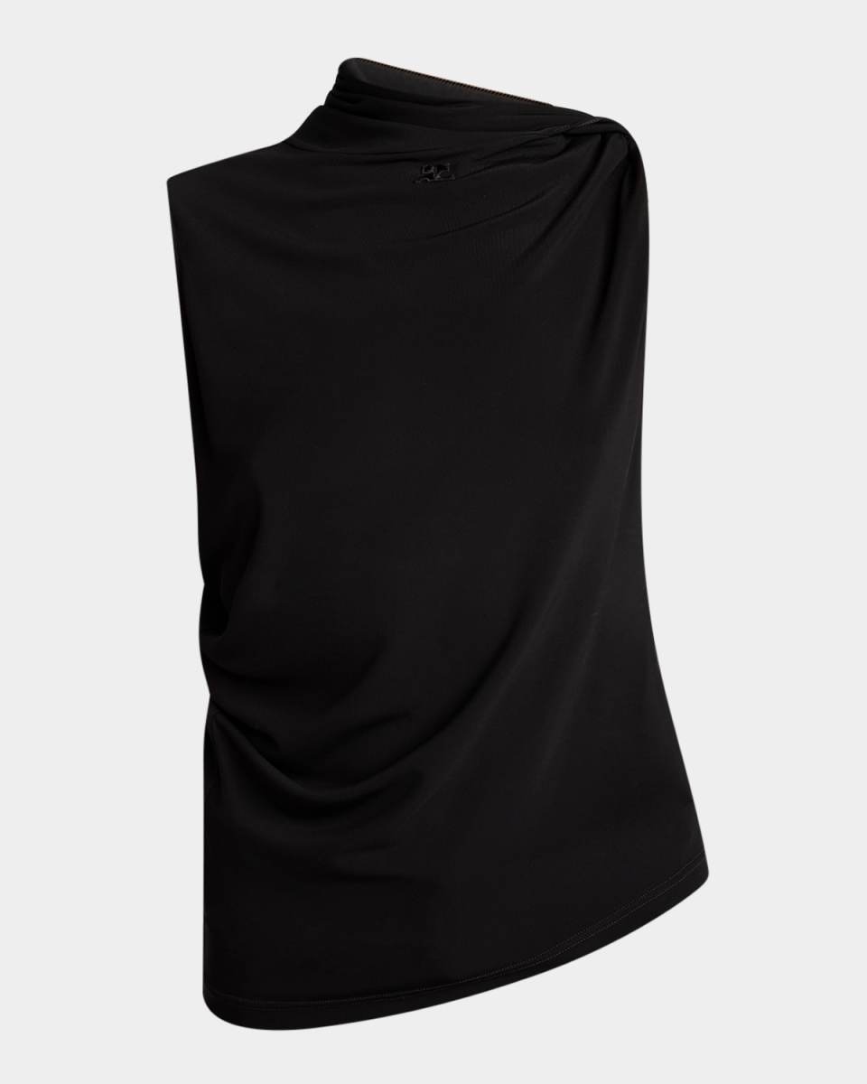 Twisted High-Neck Scuba Knit Tnak Top